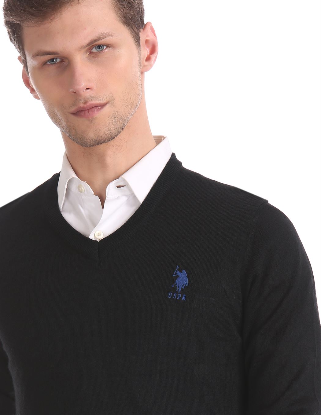 U.S.Polo Association Men'S Casual Wear Solid Black Sweater